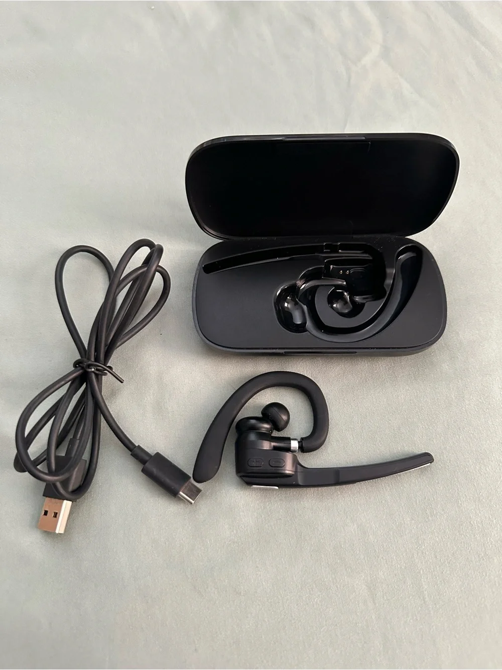 Wireless Bluetooth Headset with Charging Case - Black